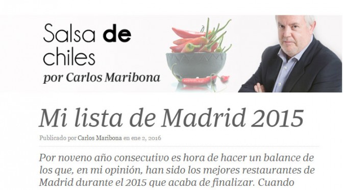 Viavélez en la lista de Salsa de Chiles de mejores restaurantes de Madrid