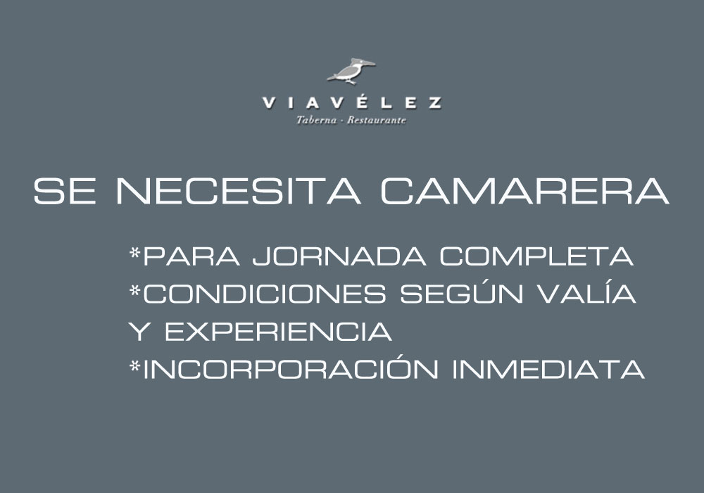 Oferta de empleo en restaurante Viavélez Madrid